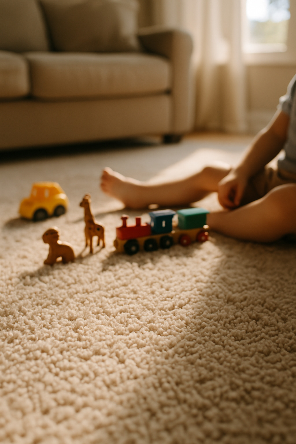 Luxurious carpet flooring in modern living room