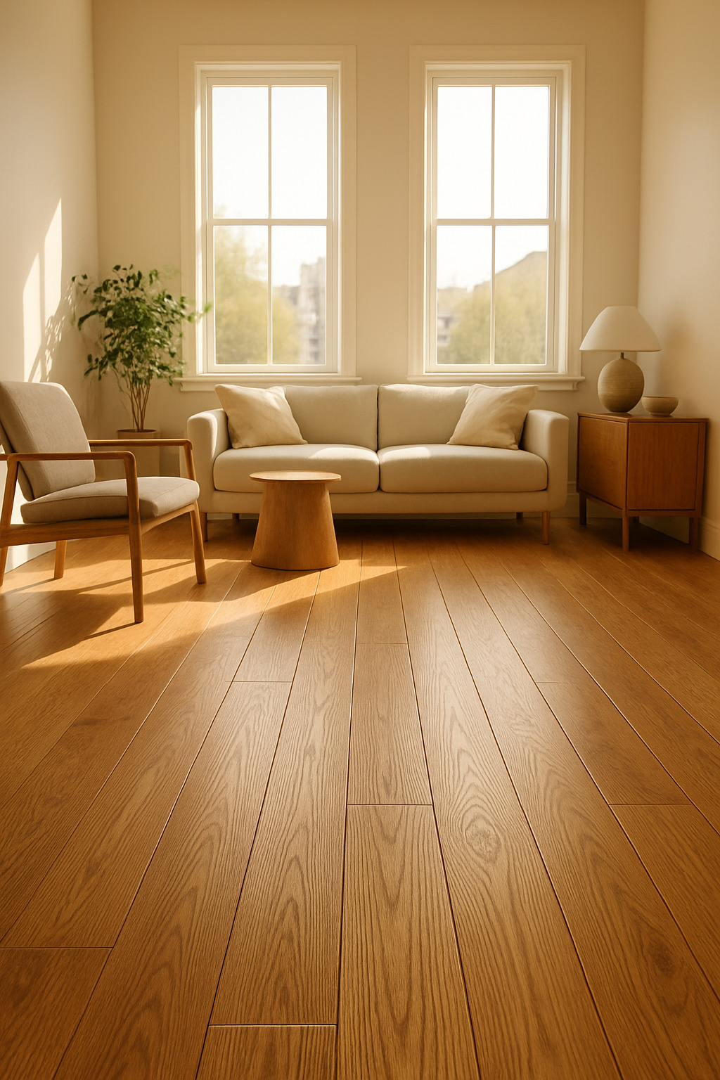 Professional flooring contractor installing hardwood floors