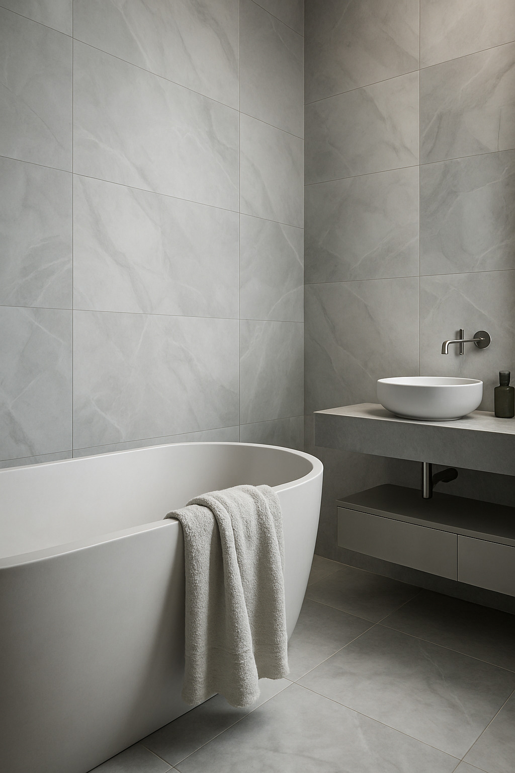 Elegant marble tile flooring installation