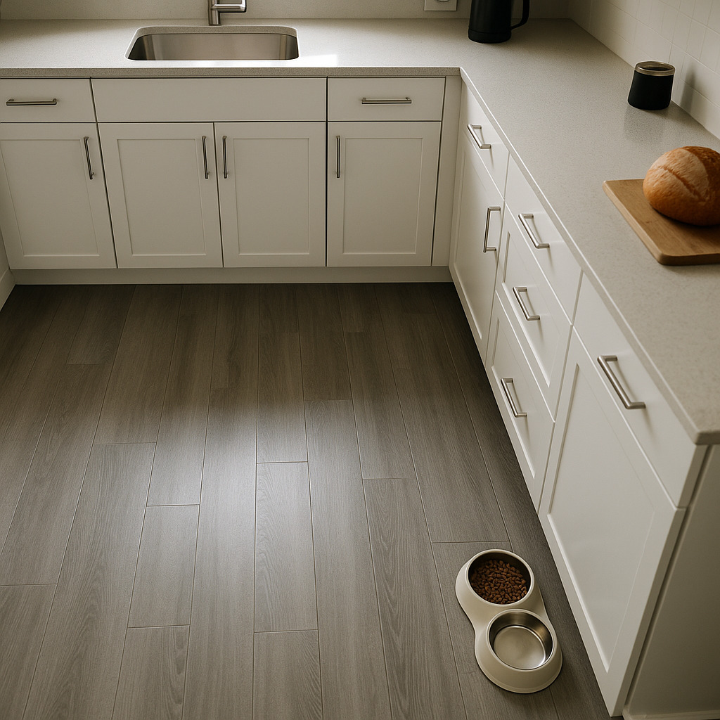 Modern luxury vinyl plank flooring installation