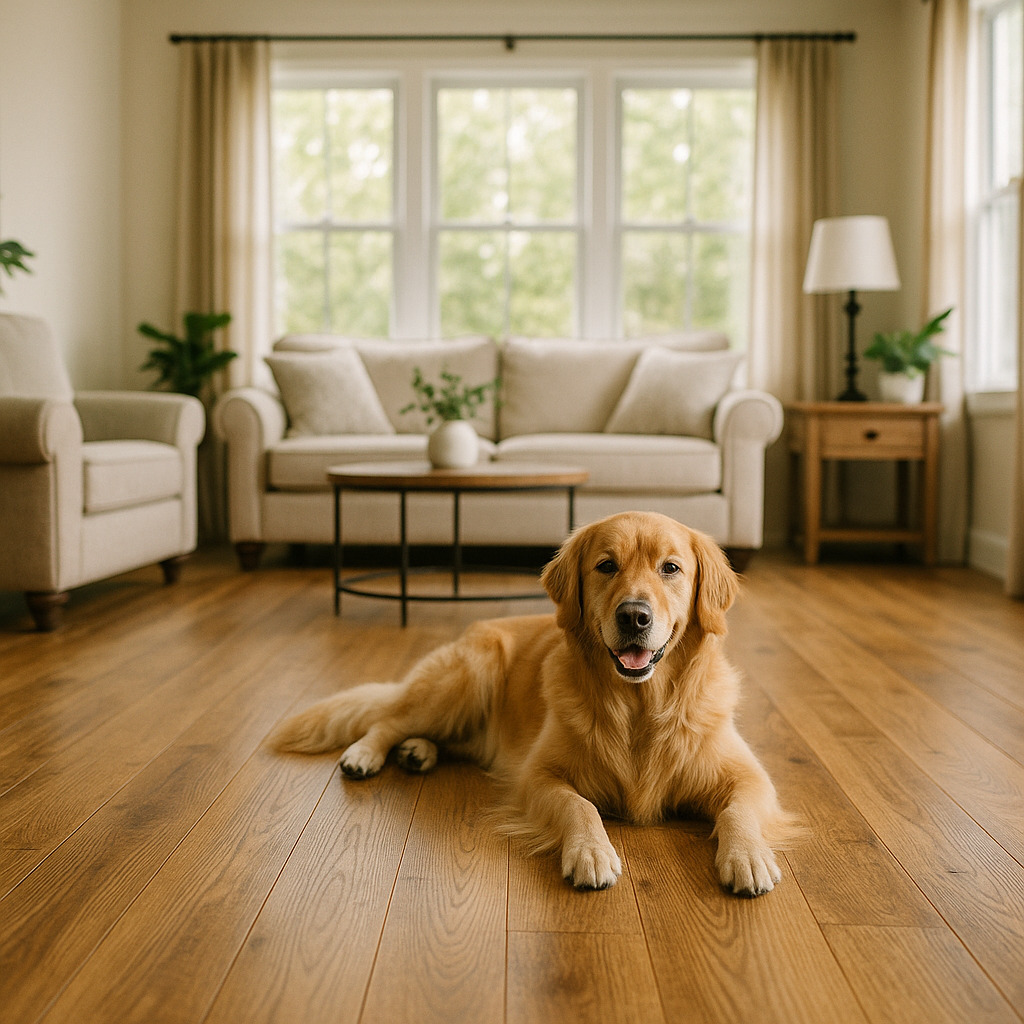 Professional flooring contractors installing hardwood floors